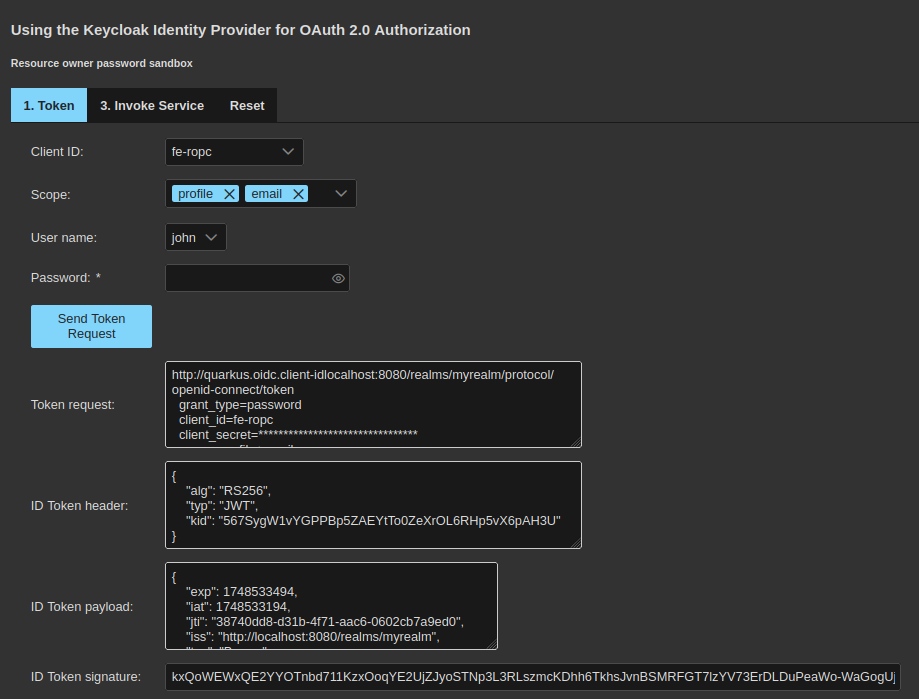 ROPC send login screen